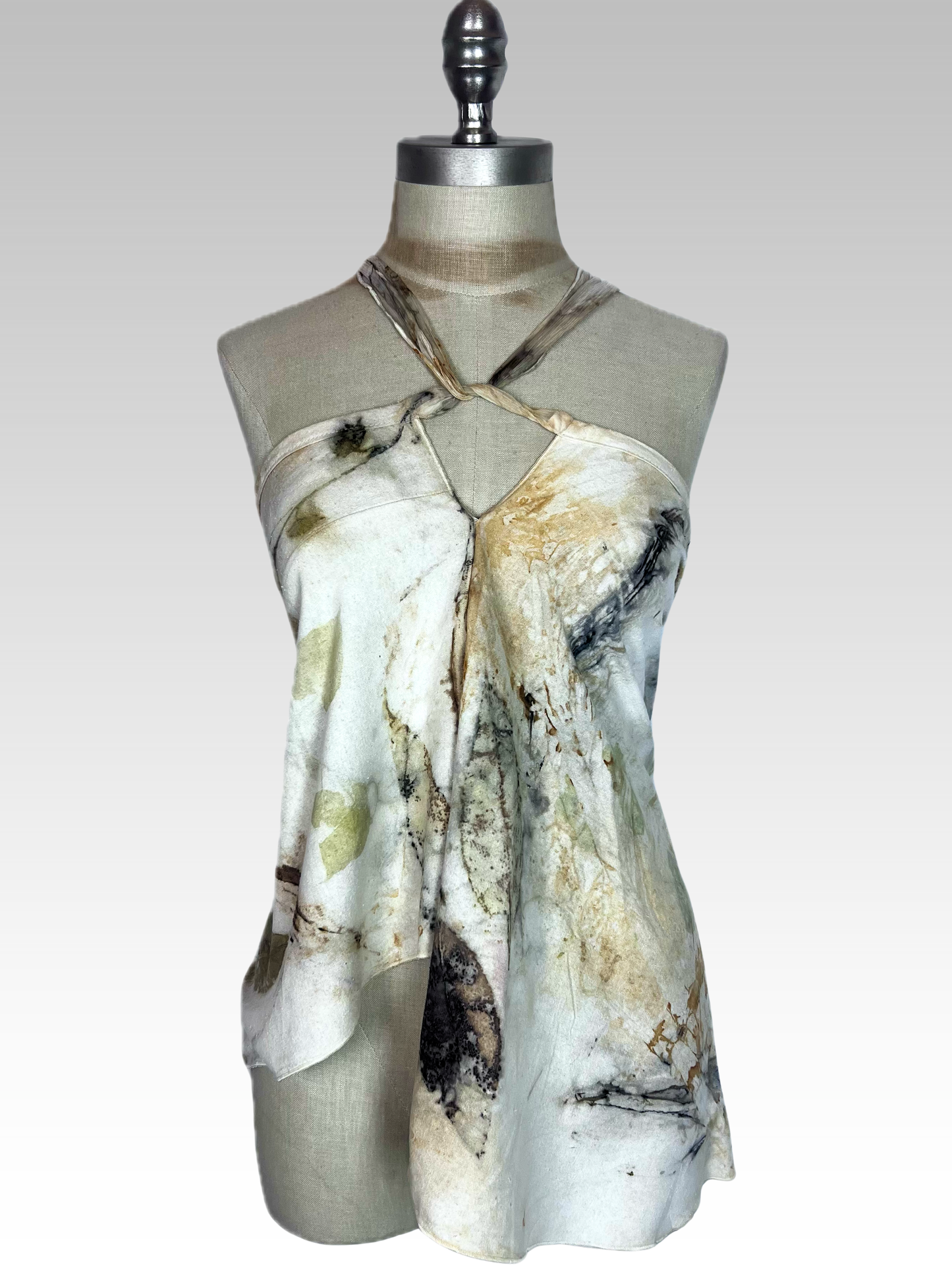 Botanical Silk Noil Angled Skirt