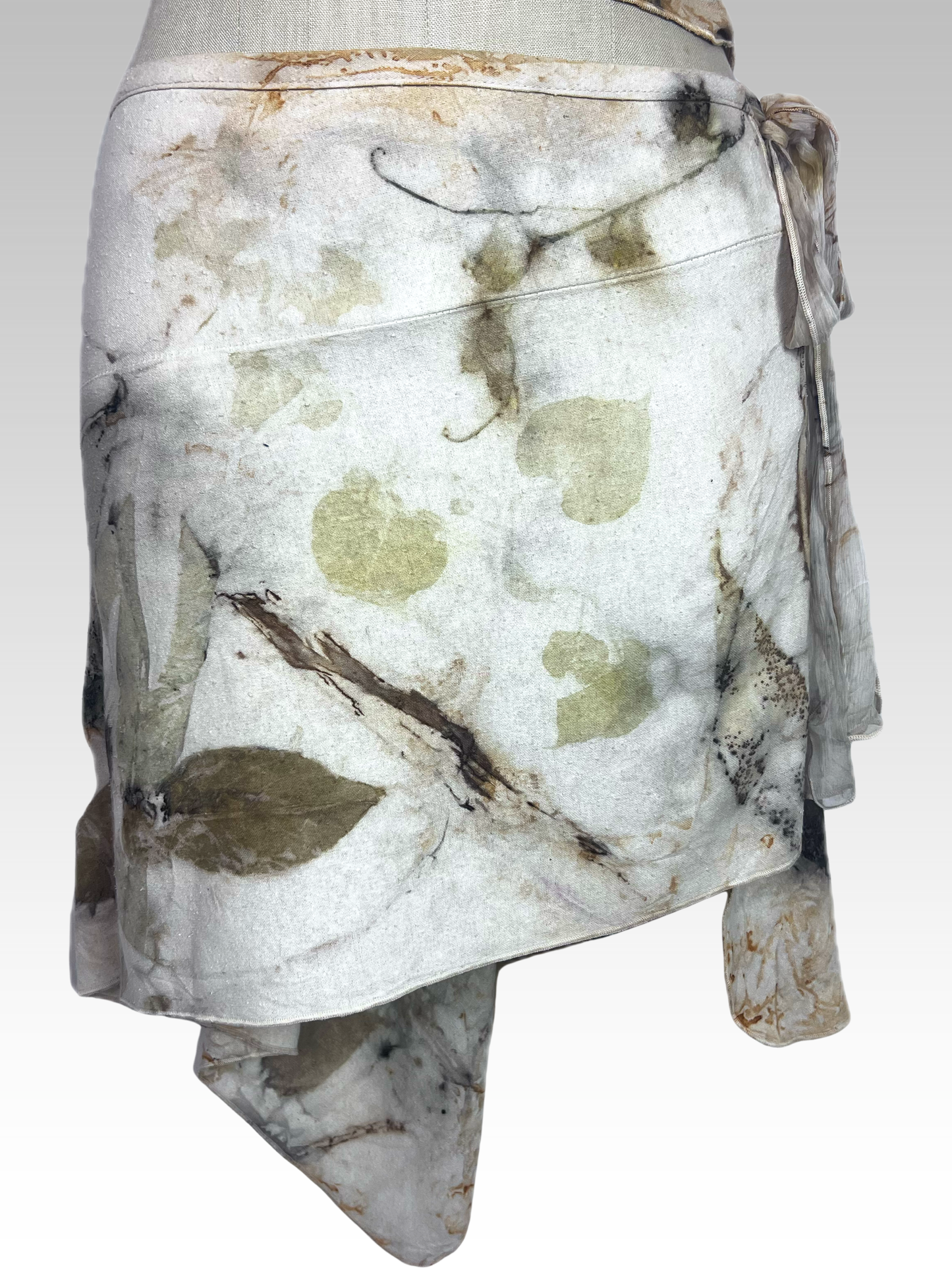 Botanical Silk Noil Angled Skirt