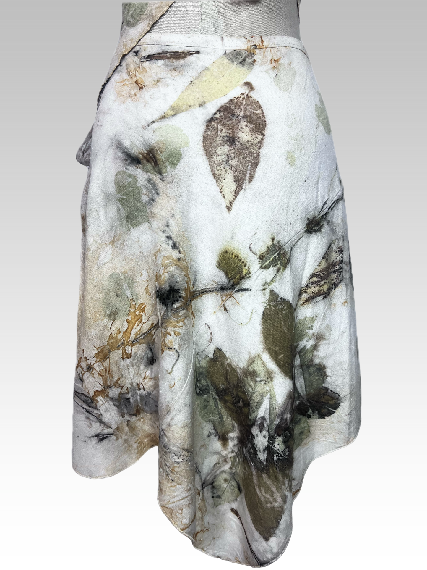 Botanical Silk Noil Angled Skirt