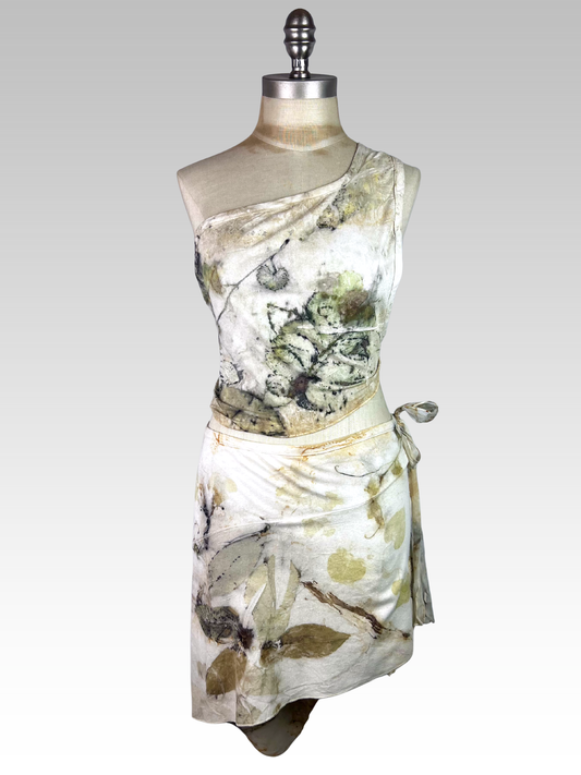 Botanical Silk Noil Angled Skirt