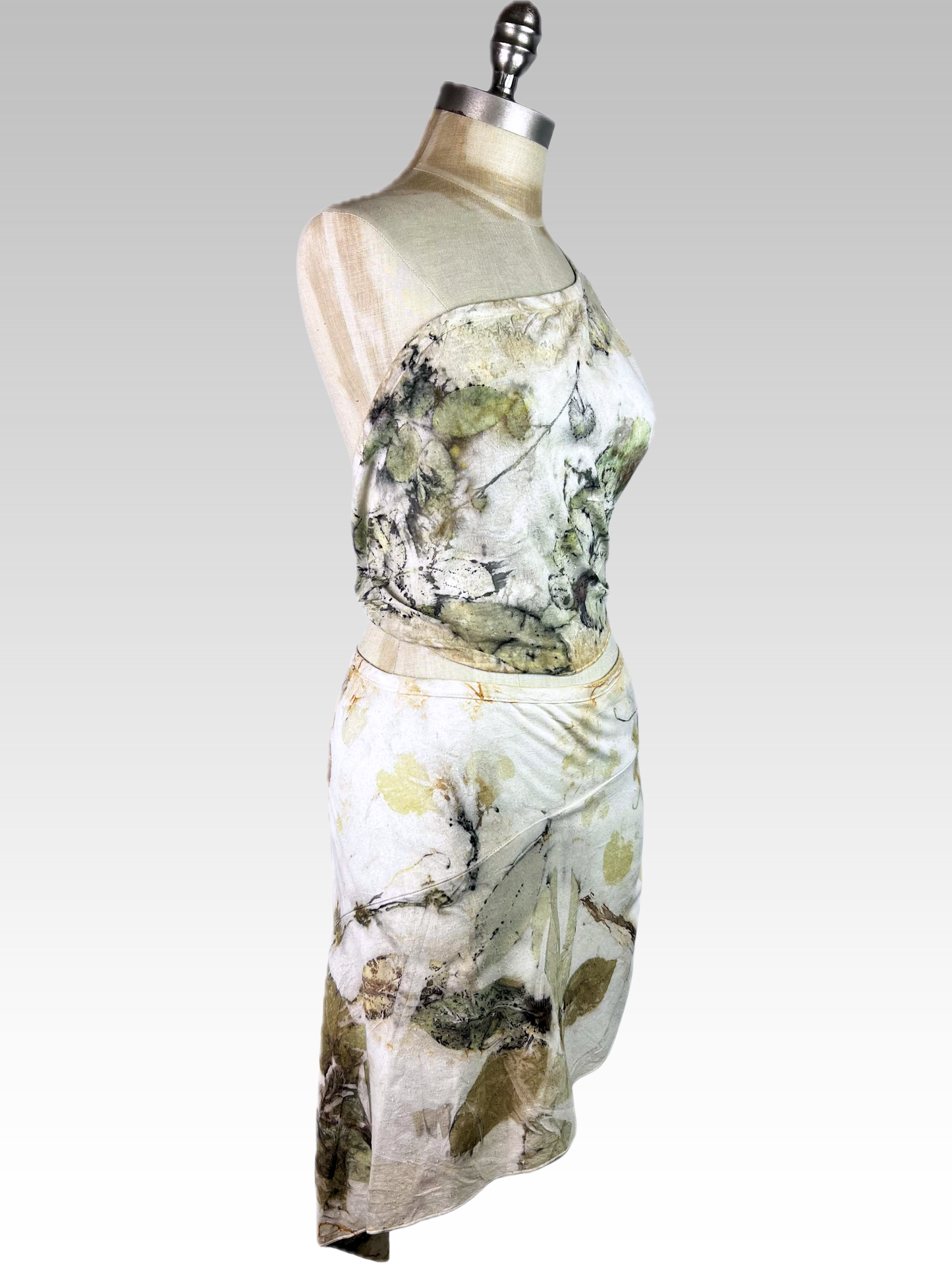 Botanical Silk Noil Angled Skirt