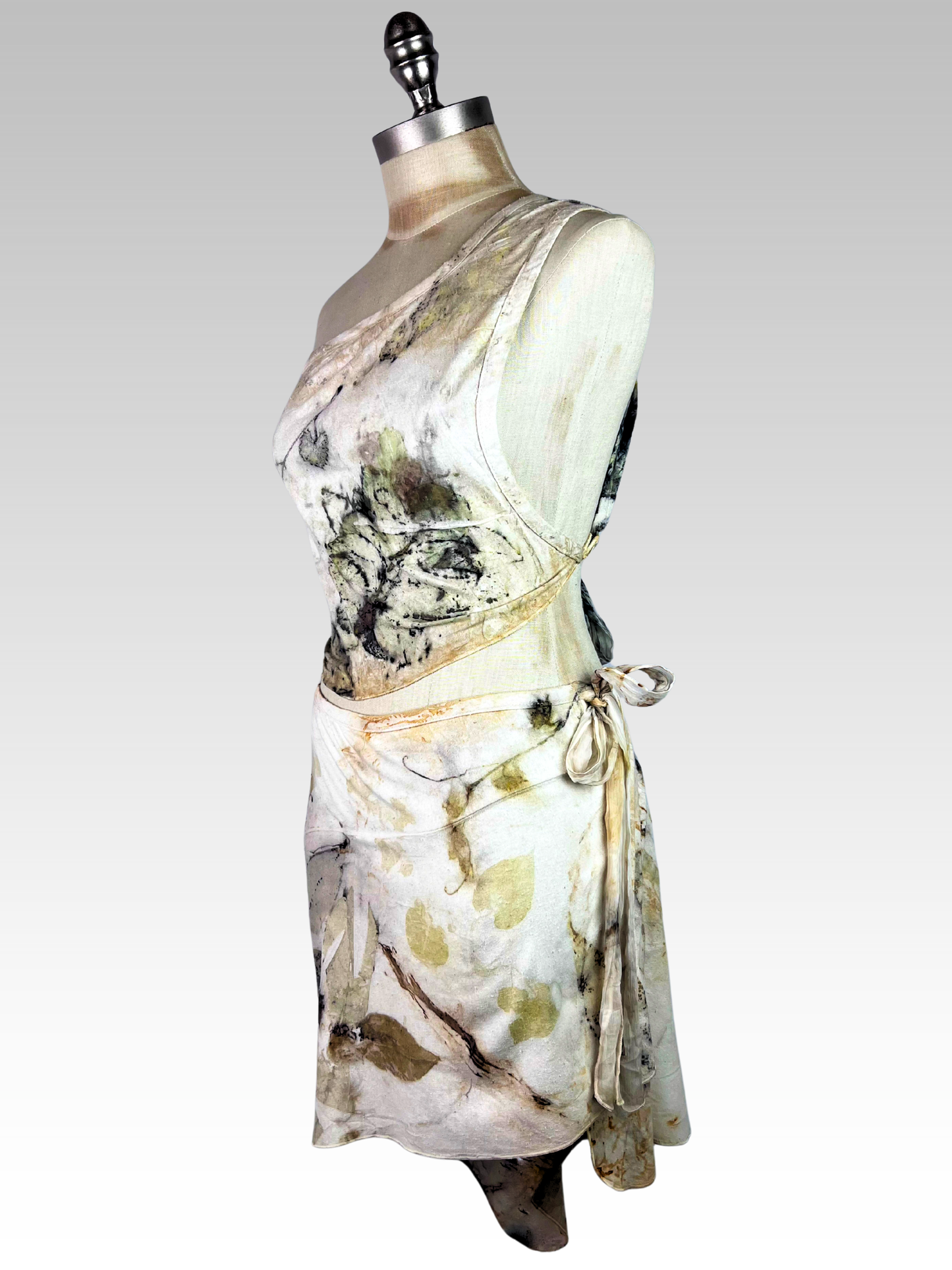 Botanical Silk Noil Angled Skirt