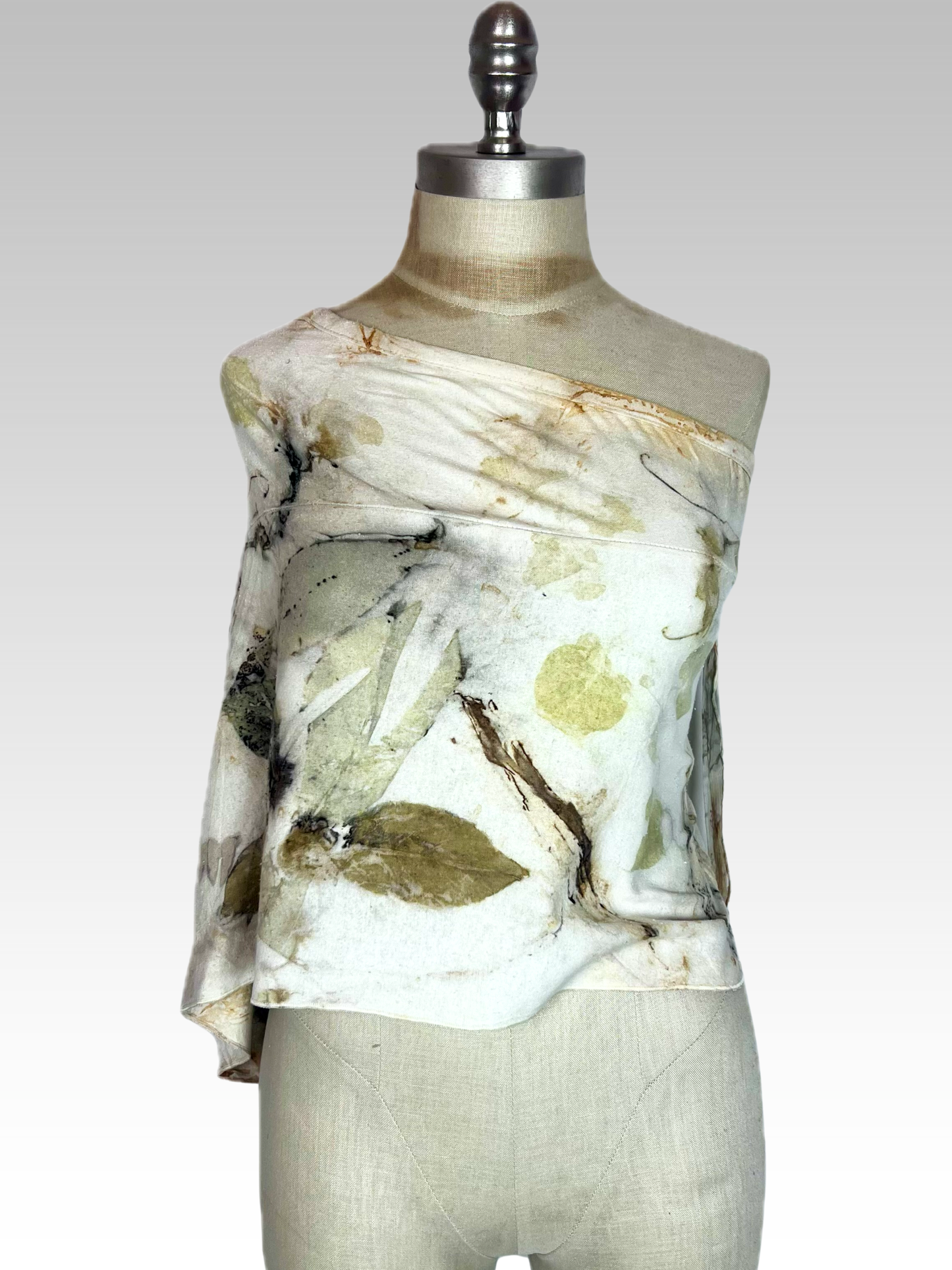 Botanical Silk Noil Angled Skirt